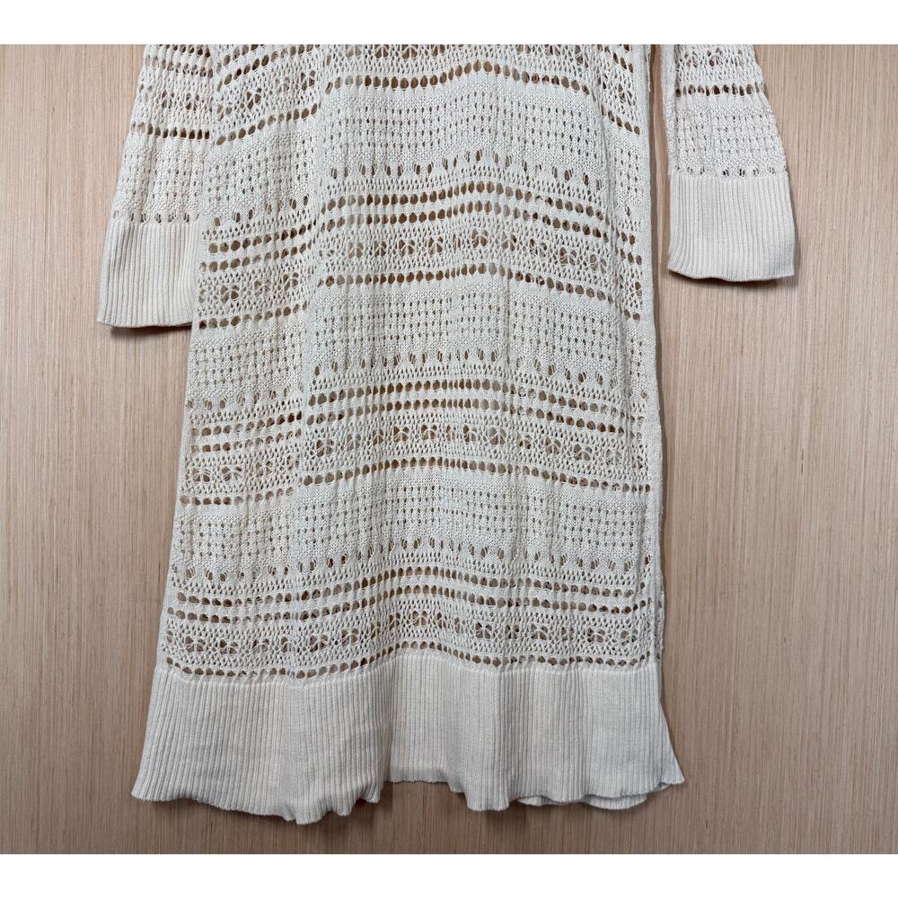 Loft Long Cotton Pointelle Knit Cardigan Womens Size XL Bohemian Festival - Picture 6 of 10